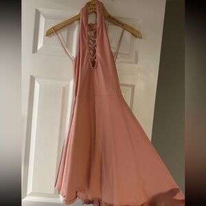 Elegant Pink Halter Dress